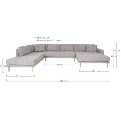 House Nordic Lido U-soffa Öppen Ände Ljusgrå