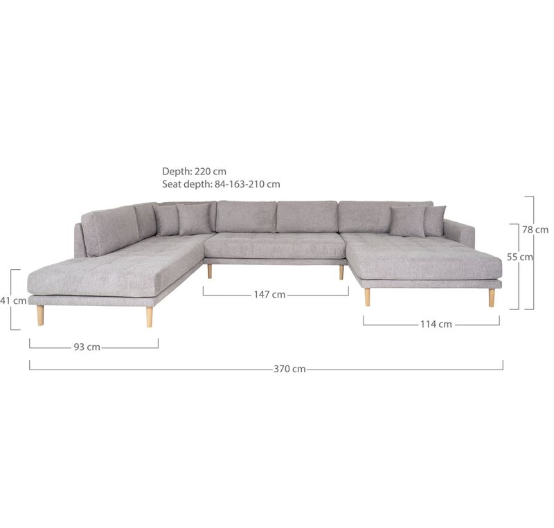 House Nordic Lido U-soffa Öppen Ände Ljusgrå