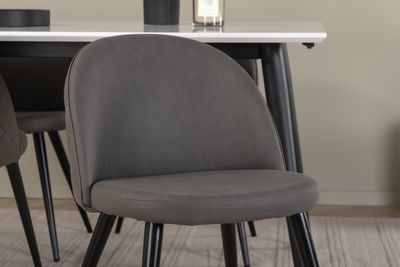 Venture Home Jimmy & Velvet Rektangulärt Matbord 150 x 90 Vit + 4 st Matstolar Grå