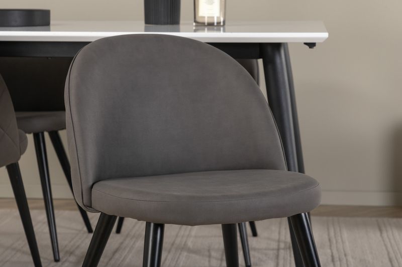 Venture Home Jimmy & Velvet Rektangulärt Matbord 150 x 90 Vit + 4 st Matstolar Grå