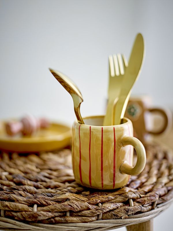 Bloomingville Mini Kittie Tableware Set, Brun, Stengods - 6-pack