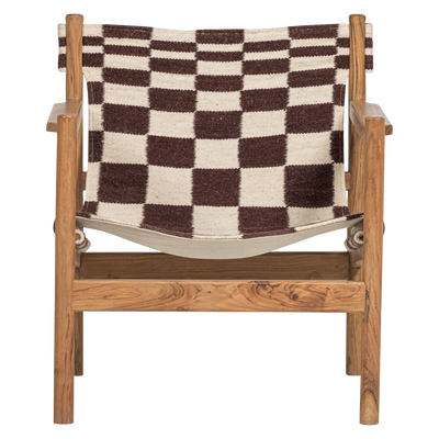 WOOOD Zano Fåtölj i Acacia med Brun Kelim Sits