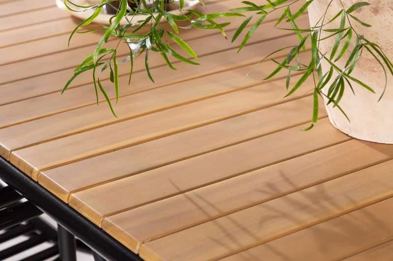 Venture Home Holmbeck & Peking Rektangulärt Matbord 200 x 90 Natur + 6 st Matstolar Svart