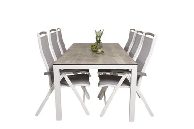 Venture Home Albany & Llama Positionsstolar 2-pack Vit + Rektangulärt Matbord 205 × 100 Grå