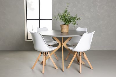 Venture Home Piazza & Zeno Runt Matbord ⌀120 Grå + 4 st Matstolar Vit