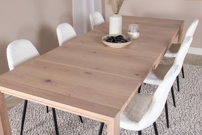 Venture Home Slider & Polar Rektangulärt Matbord 170 x 95 Vitputsad + Matstolar 6-pack Vit