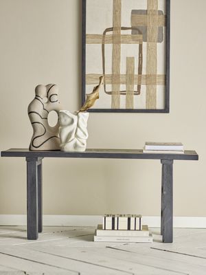 Bloomingville Riber Bänk, Svart, Återvunnet Trä