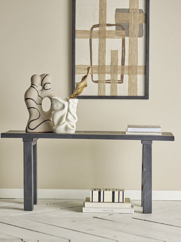 Bloomingville Riber Bänk, Svart, Återvunnet Trä