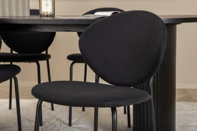 Venture Home Vault & Bianca 4 st Matstolar Svart + Ovalt Matbord 200 x 90 Svart