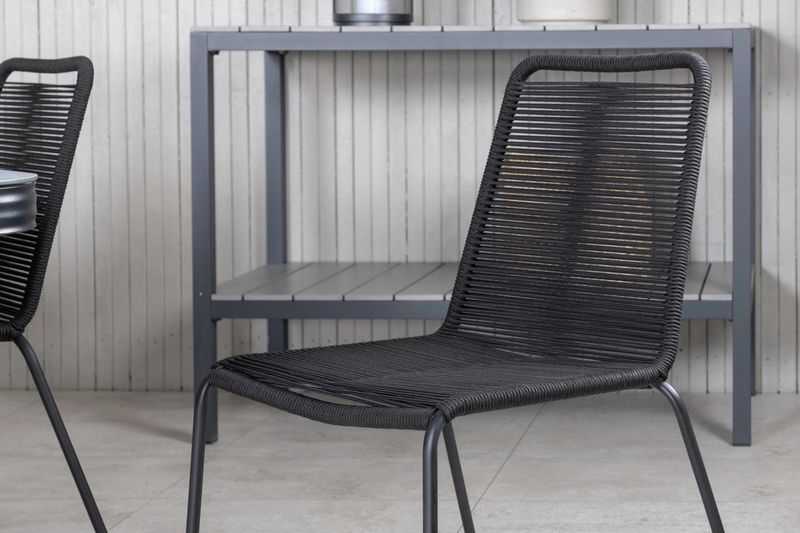 Venture Home Virya & Lindos Rektangulärt Matbord 200 x 100 Svart + 6 st Matstolar Svart