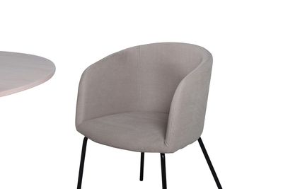 Venture Home Berit & Bianca 4 st Matstolar Beige + Runt Matbord ⌀110 Vitputsad