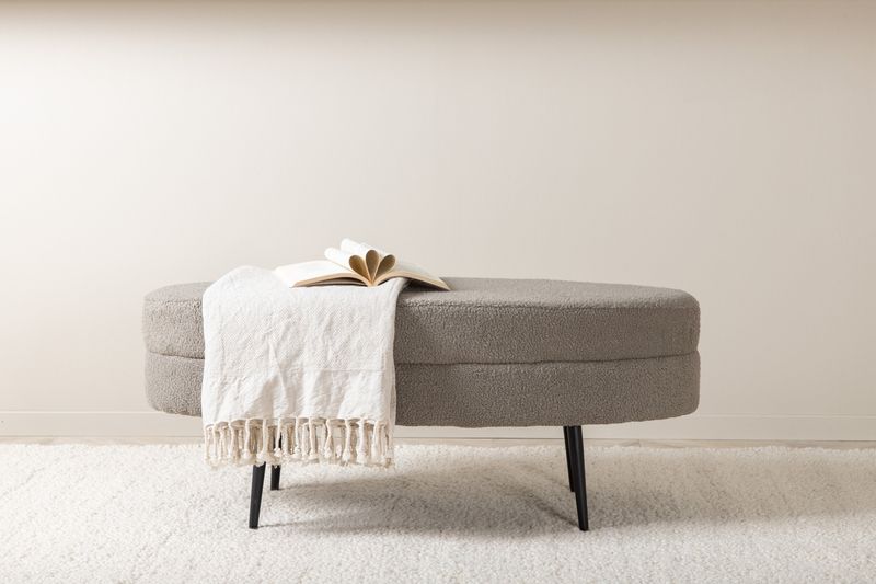 Venture Home Otto Ottoman Sittpuff i Greige Teddy