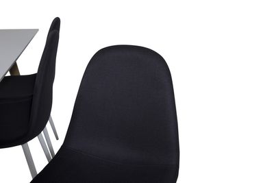 Venture Home Polar 6 st Matstolar Svart + Rektangulärt Matbord 180 x 90 Vit