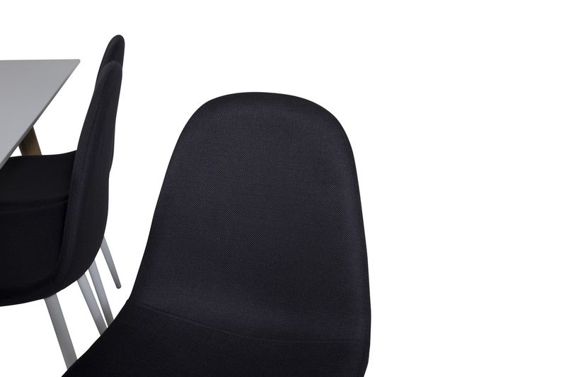 Venture Home Polar 6 st Matstolar Svart + Rektangulärt Matbord 180 x 90 Vit