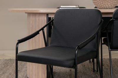 Venture Home Tvist & Bianca Matstolar 4-pack Svart + Ovala Matbord 200 x 90 Vitputsad