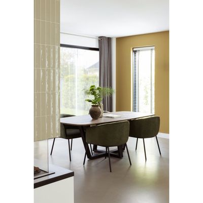 WOOOD Leon Matstol i Skogsgrön Bouclé