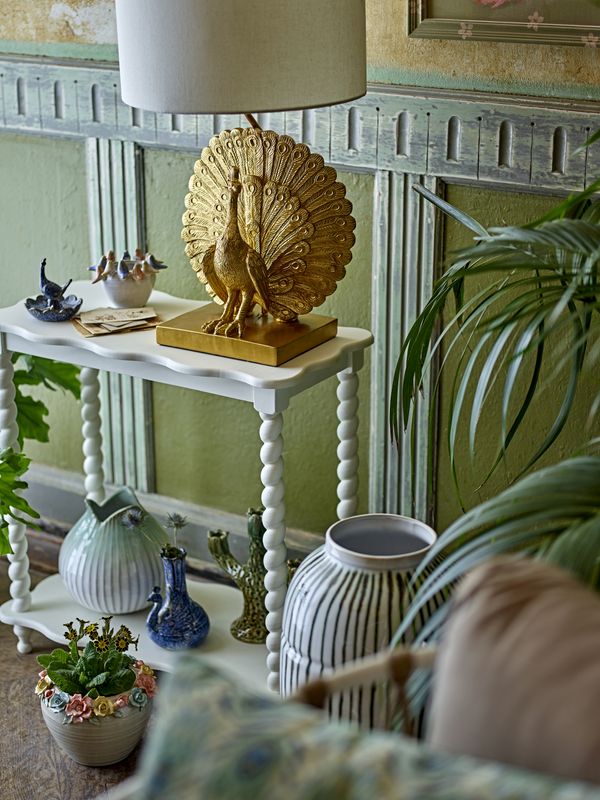 Bloomingville Peacock bordslampa, guld, polyresin