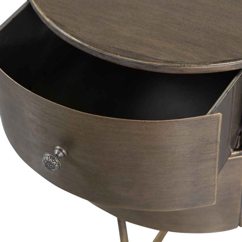 WOOOD GLOSSY RUNT METALLSKÅP MED ANTIK MÄSSINGBELÄGGNING