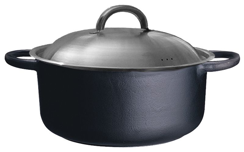 Ronneby Bruk, Rund Stekgryta Gjutjärn 4L – Med Rostfritt Lock 25 cm