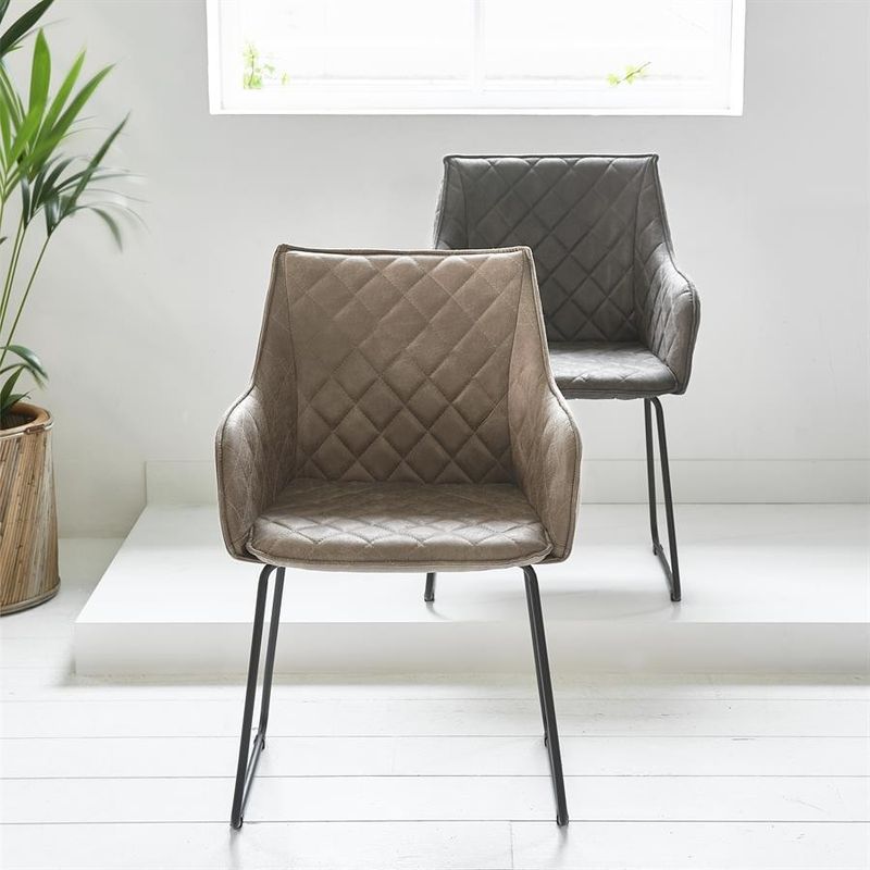 Riviera Maison Frisco Drive matstol med armstöd brun