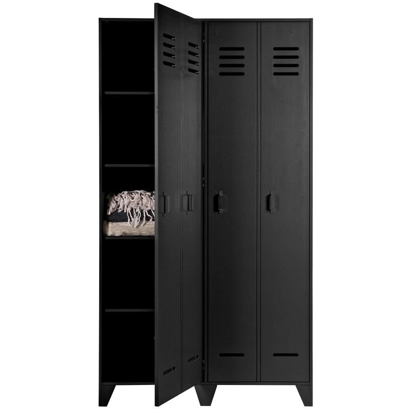 WOOOD Stijn Hög 2-Dörrars Lockerskåp Svart