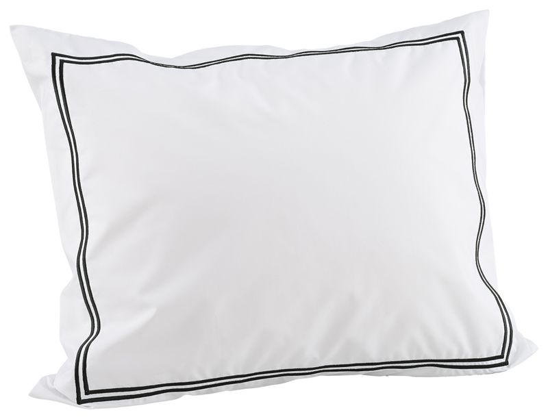 Borganäs Egyptisk Bomull Percale örngott med dubbla bårder svart 50x60 cm