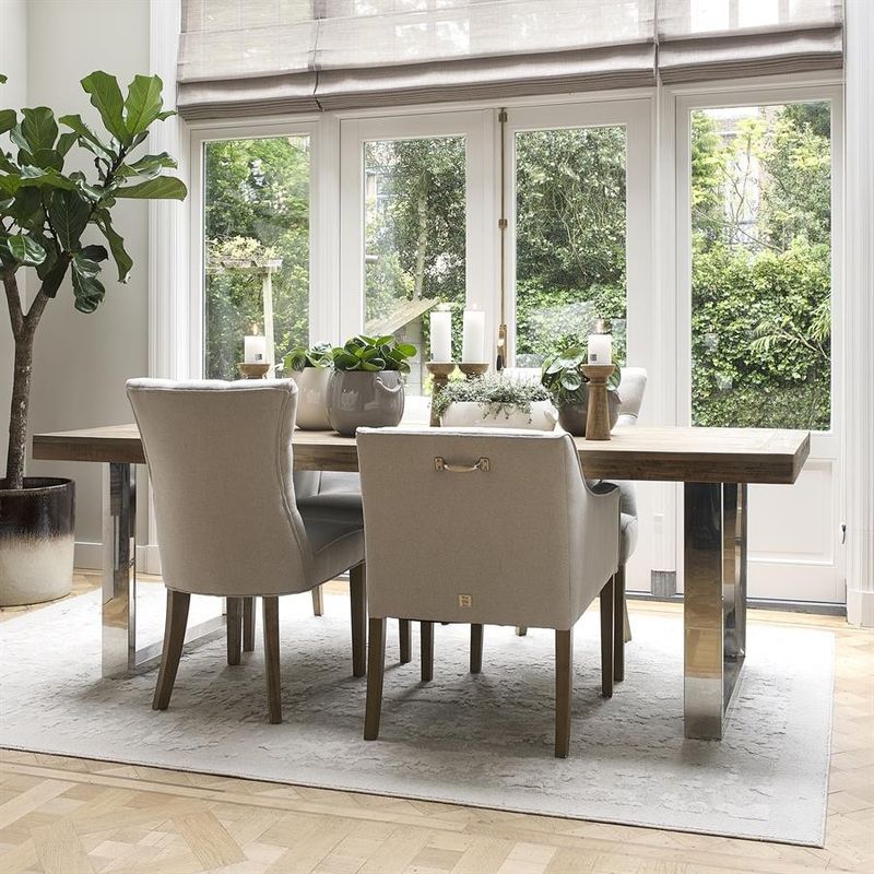 Riviera Maison Savile Row matstol med armstöd linnefärgad