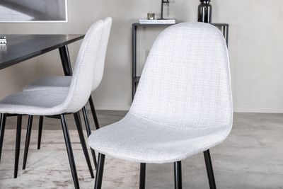 Venture Home Dipp & Polar Rektangulärt Matbord 180 x 90 Svart + 6 st Matstolar Grå