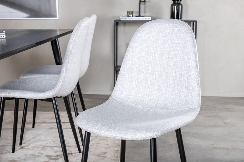 Venture Home Dipp & Polar Rektangulärt Matbord 180 x 90 Svart + 6 st Matstolar Grå