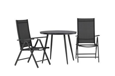 Venture Home Break Runt Matbord ⌀90 Svart + 2 st Positionsstolar Svart