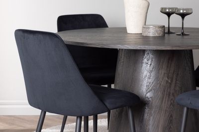 Venture Home Lanzo & Night Runt Matbord ⌀120 Mocka + 4 st Matstolar Svart