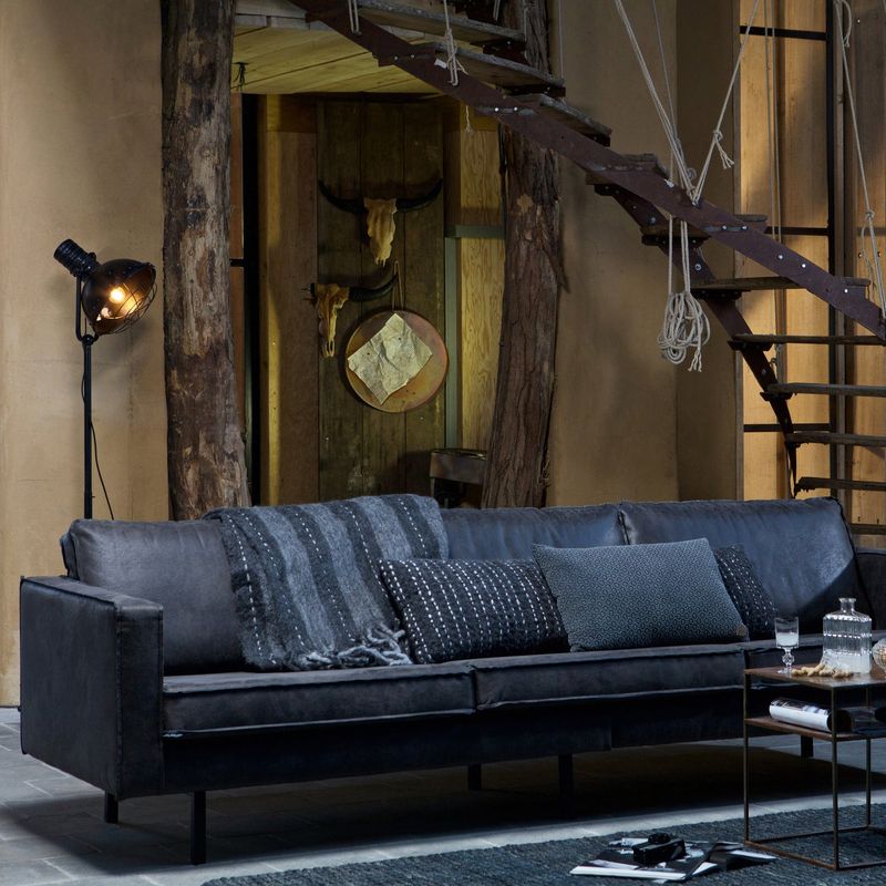 WOOOD RODEO 3-sits Soffa Eco Läder Svart