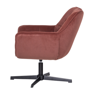 WOOOD WIBO Snurrfåtölj Mat Sammet Brunröd