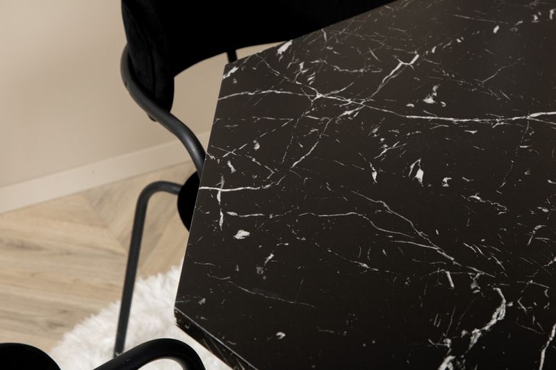 Venture Home Arrow & Marbs 4 st Matstolar Svart + Runt Matbord ⌀110 Svart