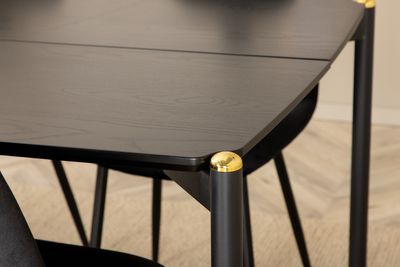 Venture Home Pelle & Polar Rektangulärt Matbord 190 x 90 Svart + 6 st Matstolar Svart