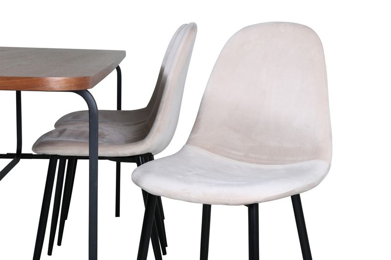 Venture Home Uno & Polar Rektangulärt Matbord 200 x 90 Natur + 6 st Matstolar Beige
