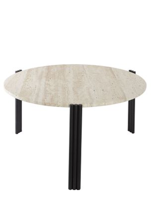 AYTM Tribus Soffbord Svart, Travertin Ø80 cm