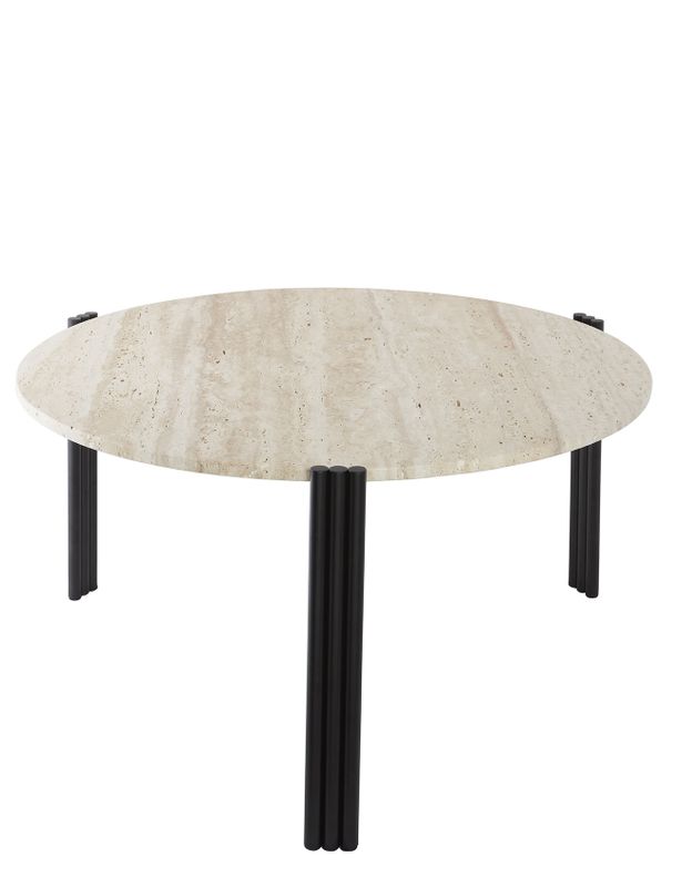 AYTM Tribus Soffbord Svart, Travertin Ø80 cm