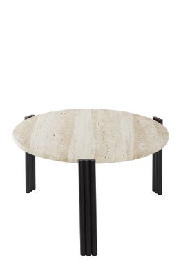 AYTM Tribus Soffbord Svart, Travertin Ø60 cm
