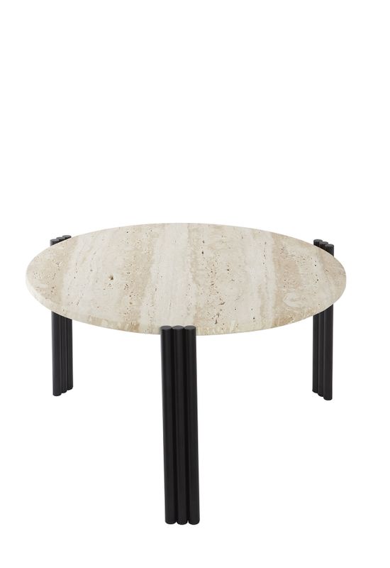 AYTM Tribus Soffbord Svart, Travertin Ø60 cm