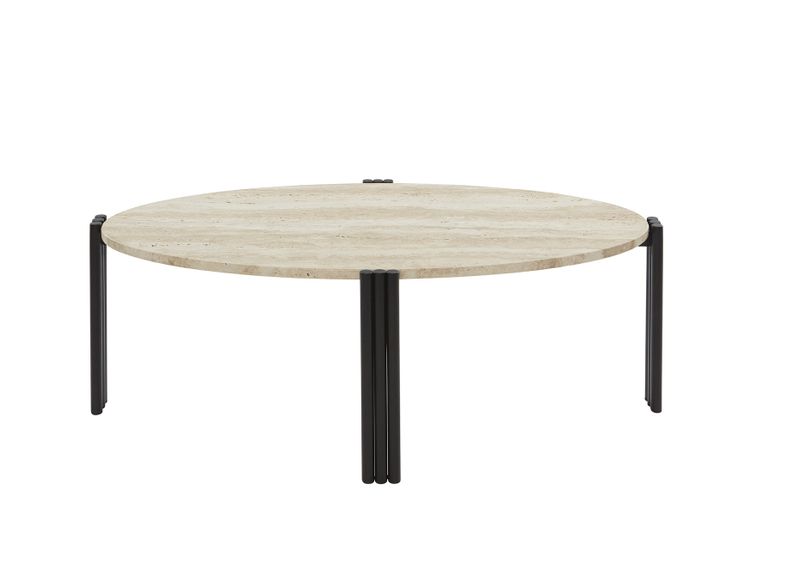 AYTM Tribus Soffbord Svart, Travertin 92.4x35 cm