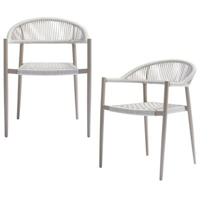WOOOD Gul Trädgårdsstol Rep/Aluminium Ljusgrå - 2-pack