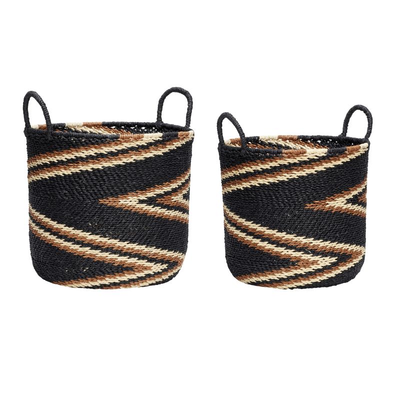 Hübsch Zigzag Korgar Svart (set om 2)