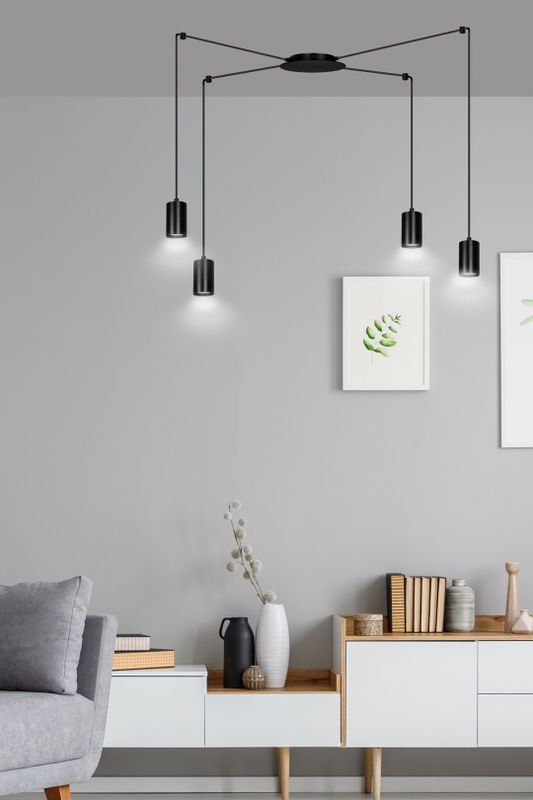 Emibig Lighting Taklampa TRAKER 4 SVART/SVART