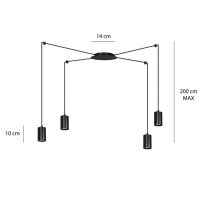 Emibig Lighting Taklampa TRAKER 4 SVART/SVART
