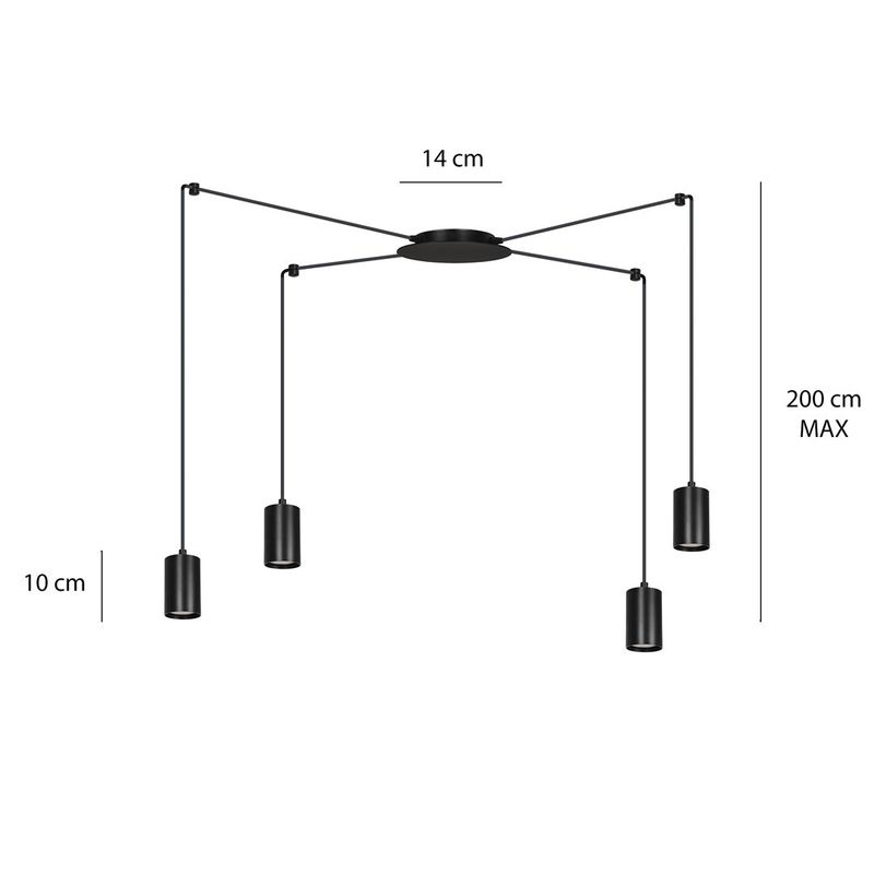Emibig Lighting Taklampa TRAKER 4 SVART/SVART