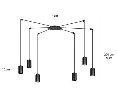 Emibig Lighting Taklampa TRAKER 6 BL/SVART