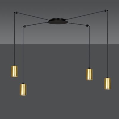 Emibig Lighting Taklampa TRAKER 4 SVART/GULD