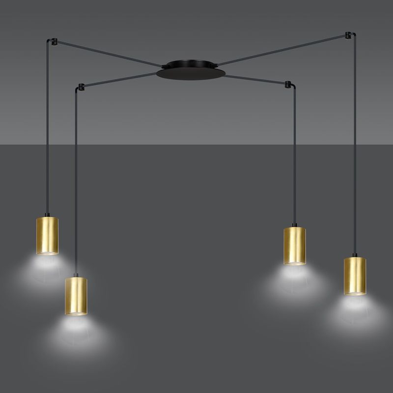 Emibig Lighting Taklampa TRAKER 4 SVART/GULD