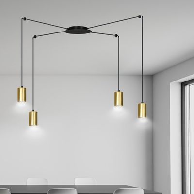 Emibig Lighting Taklampa TRAKER 4 SVART/GULD